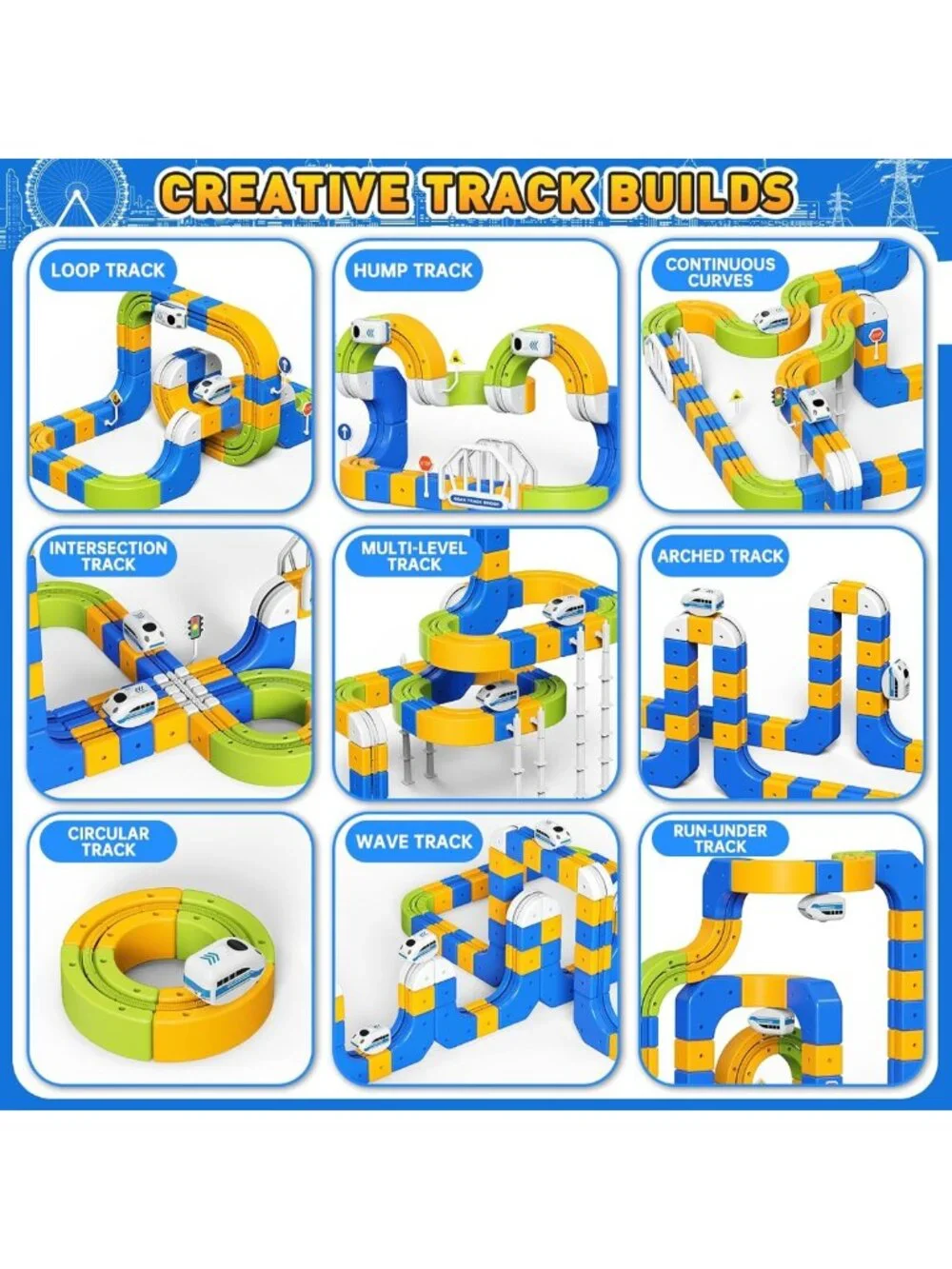 Electric Train Set for Kids 5-8, 225 Pcs 3D Track, 2 Trains, Fun Gift Idea